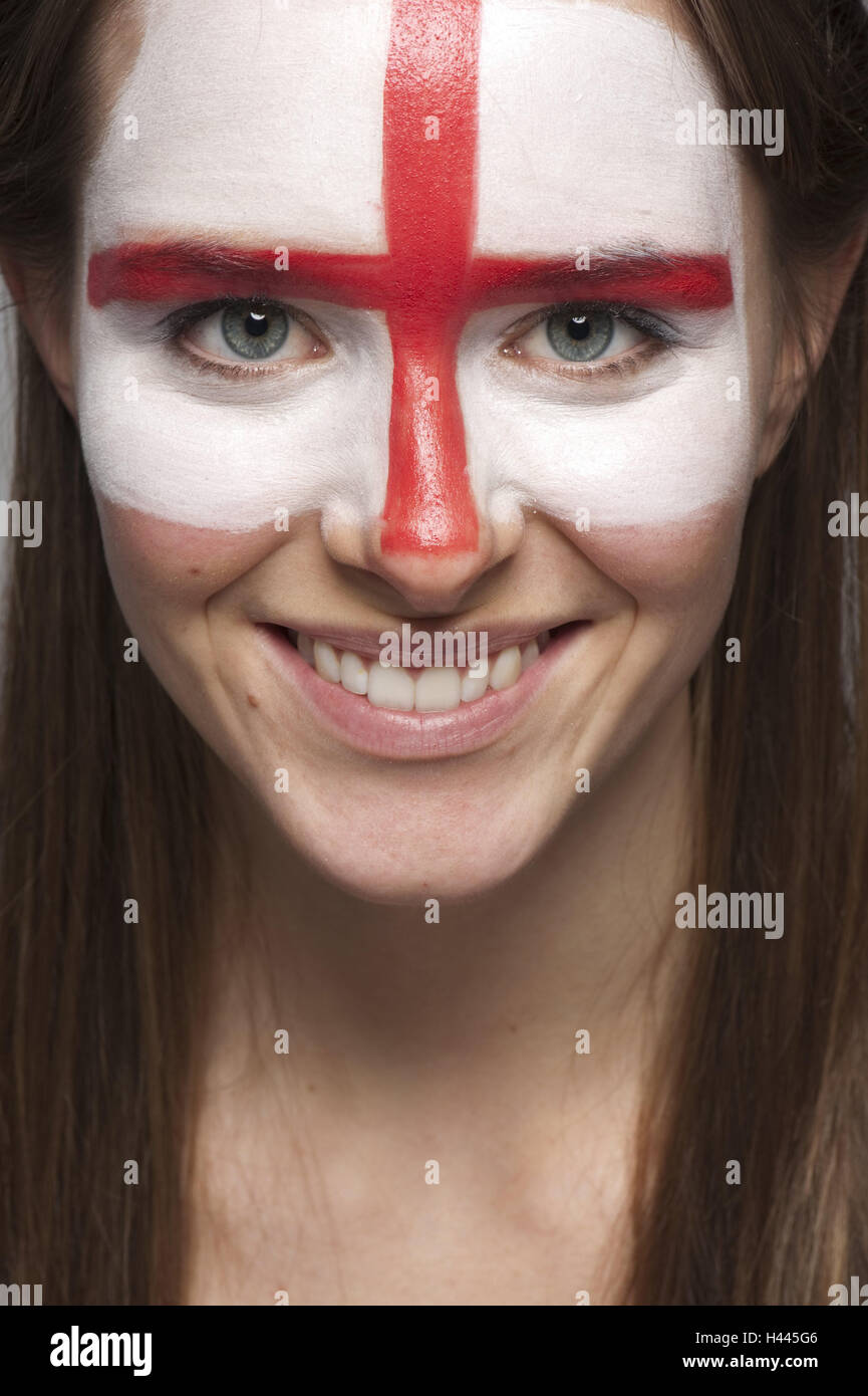 Football fan, smile young, view camera, portrait, person, woman, fan