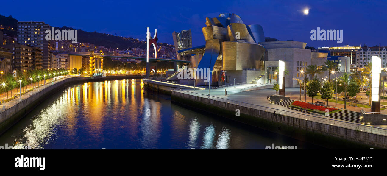 Spain, Basque country, Bilbao, Guggenheim Museum, dusk, Stock Photo