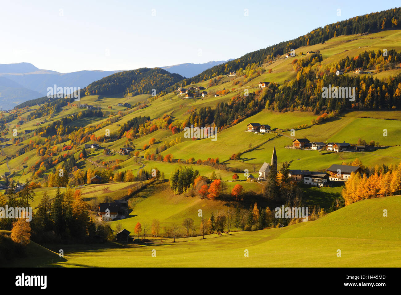 Italy, South Tirol, the Dolomites, Villnösstal, St. Magdalena, Stock Photo