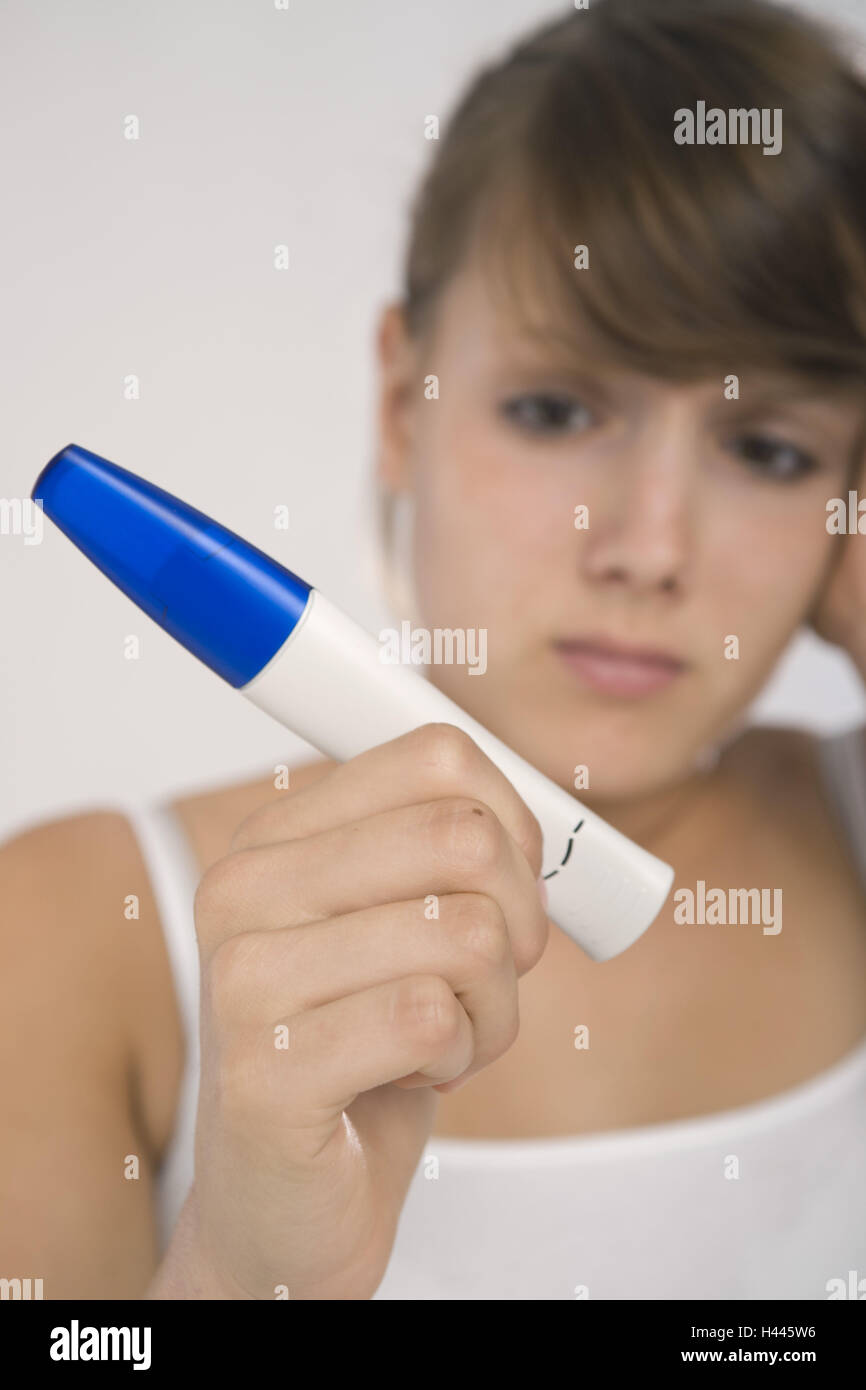 Woman, young, gestation test, Stock Photo