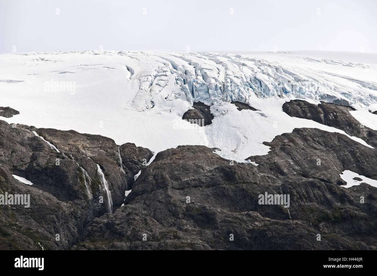 Chile, fjord Almirantazgo, Marinelli glacier, rock, Stock Photo