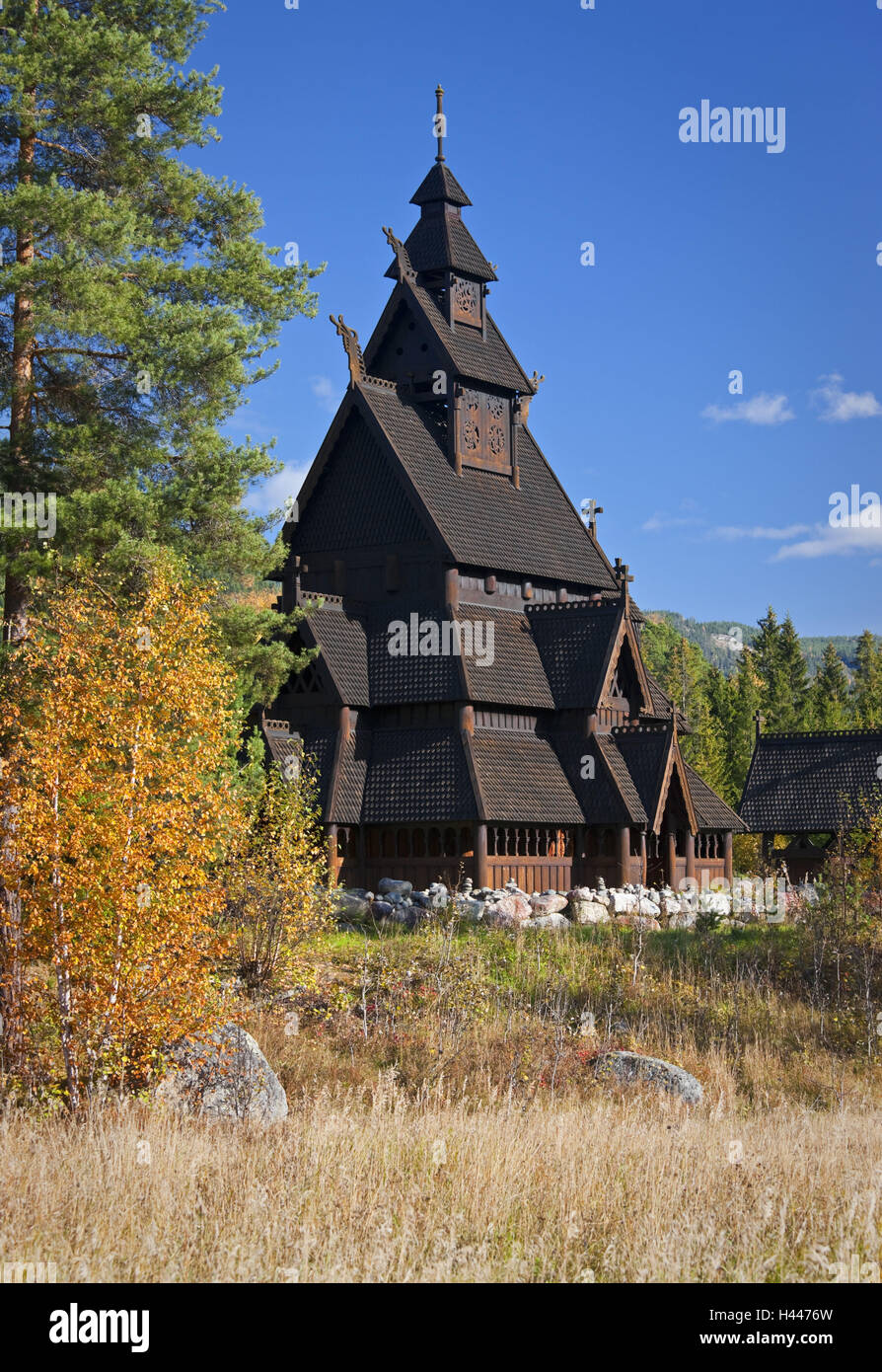 Norway, Gol, stave church, replica, Stock Photo