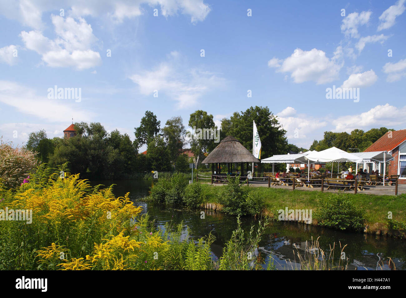 Germany, MecklenburgWestern Pomerania, NeustadtGlewe, Cafe at the