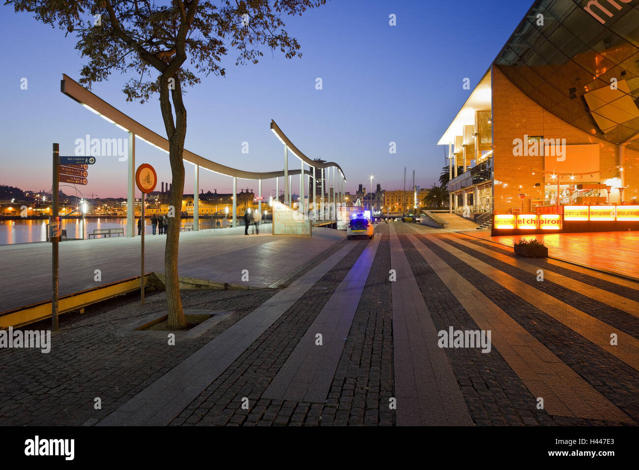 Spain, Catalonia, Barcelona, harbour, bridge, Rambla de Mar, shopping centre, Stock Photo