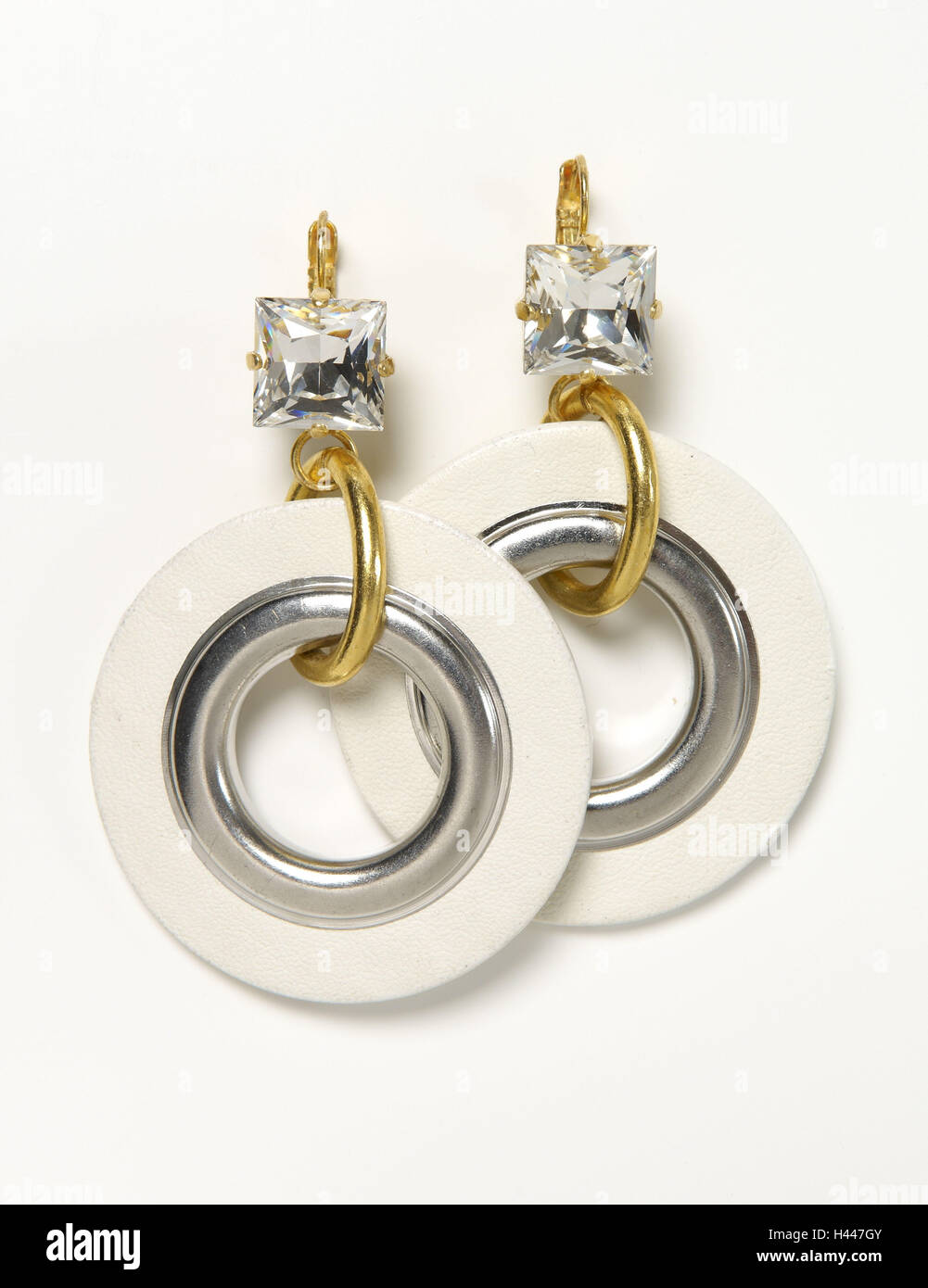 Earrings, plastic rings, gemstones Stock Photo Alamy