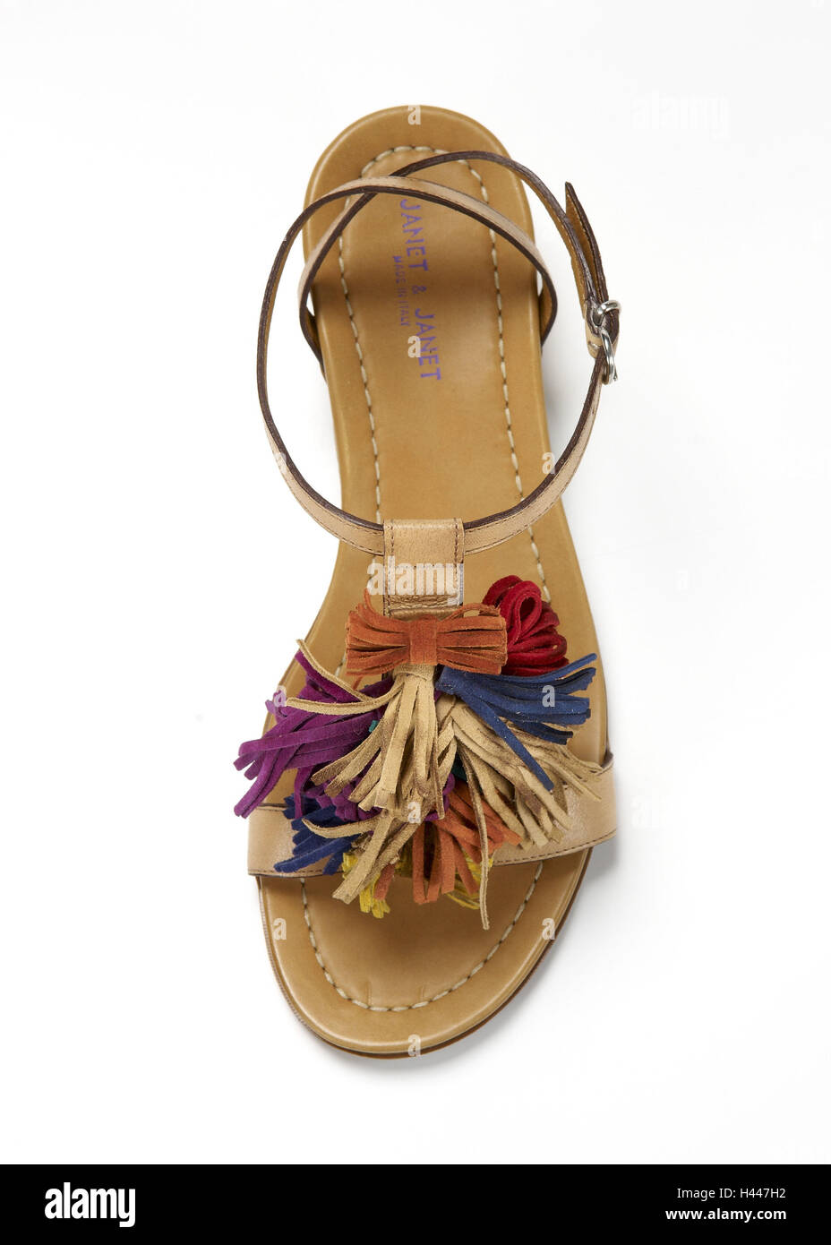 Sandal, leather, fringes, colourful, Stock Photo
