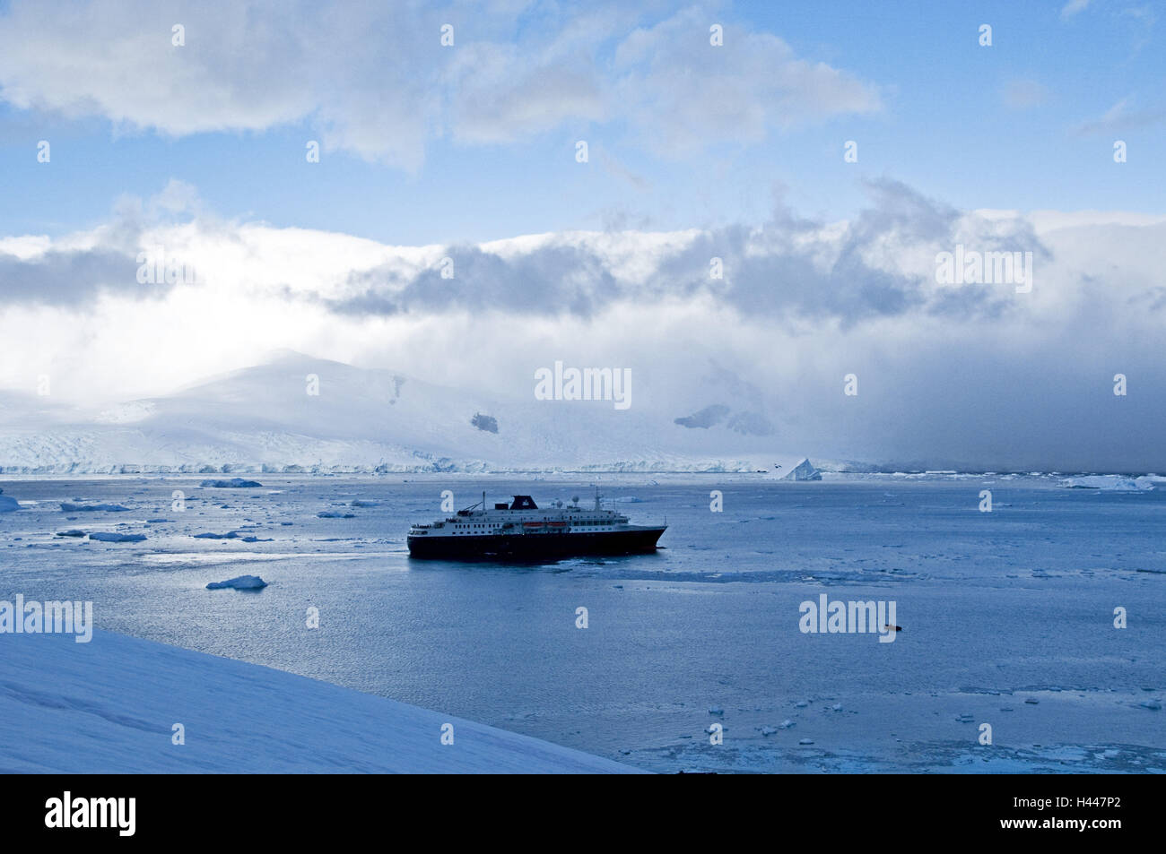 Antarctic, Neko Harbour, cruise ship 'Minerva', Stock Photo