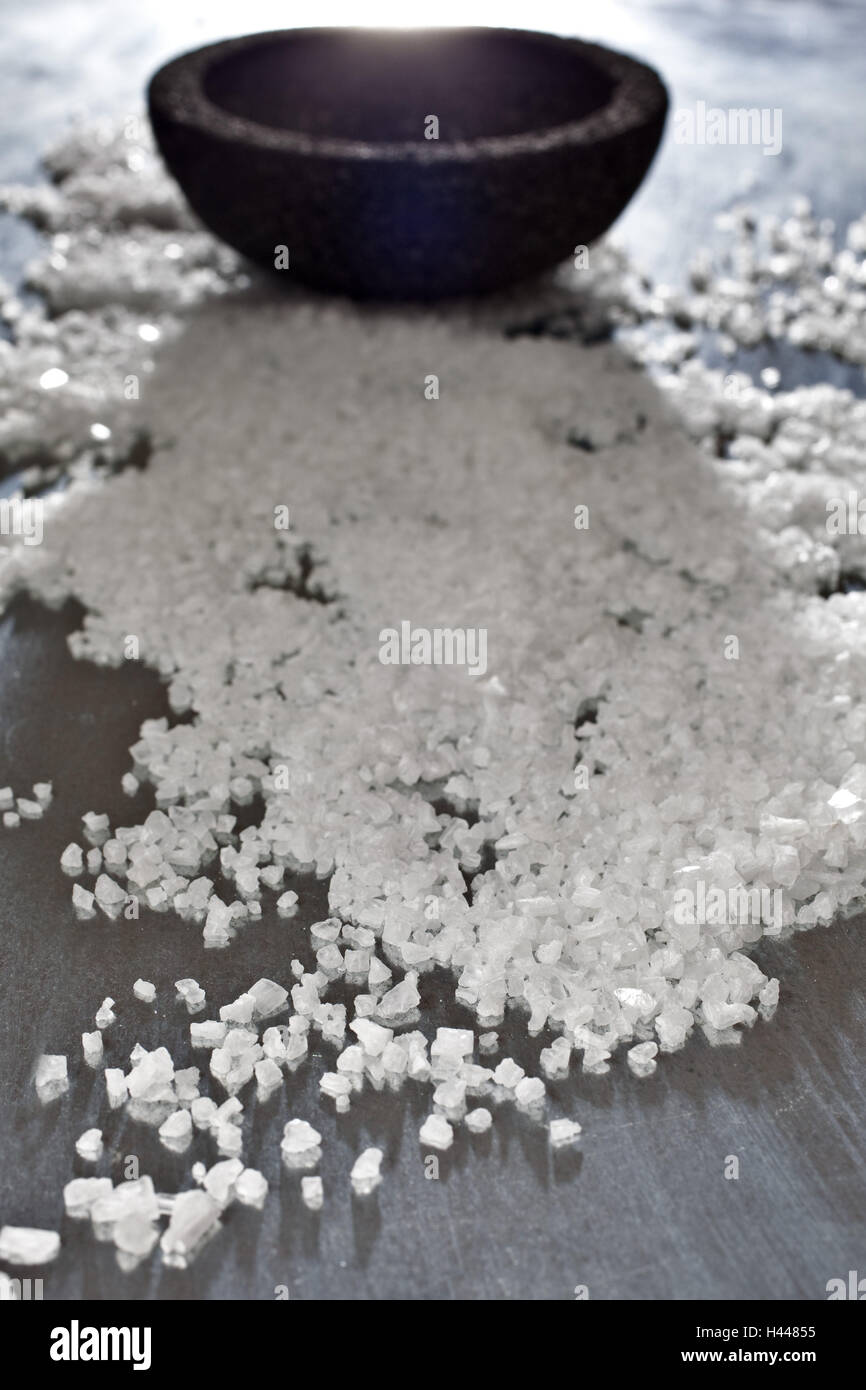 Body care product, salt crystals, bowl, Stock Photo