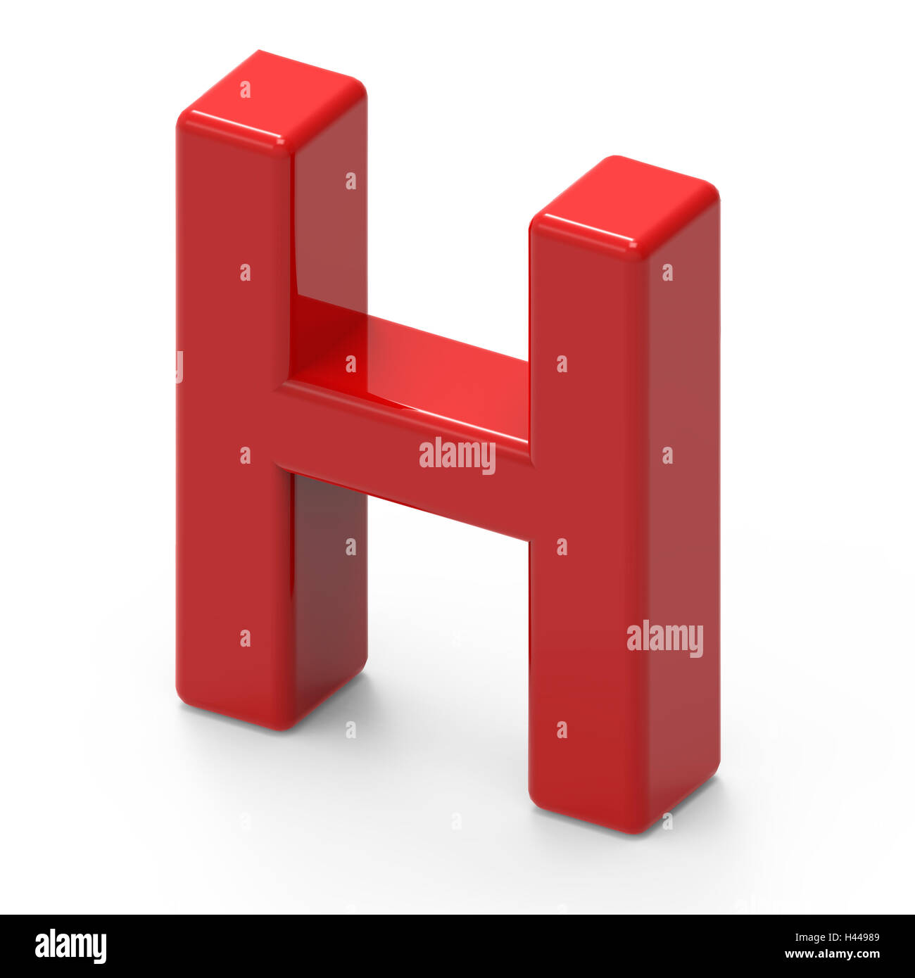 3D rendering red capital letter H isolated on white background, smooth  texture red font, top view right side letter Stock Photo - Alamy