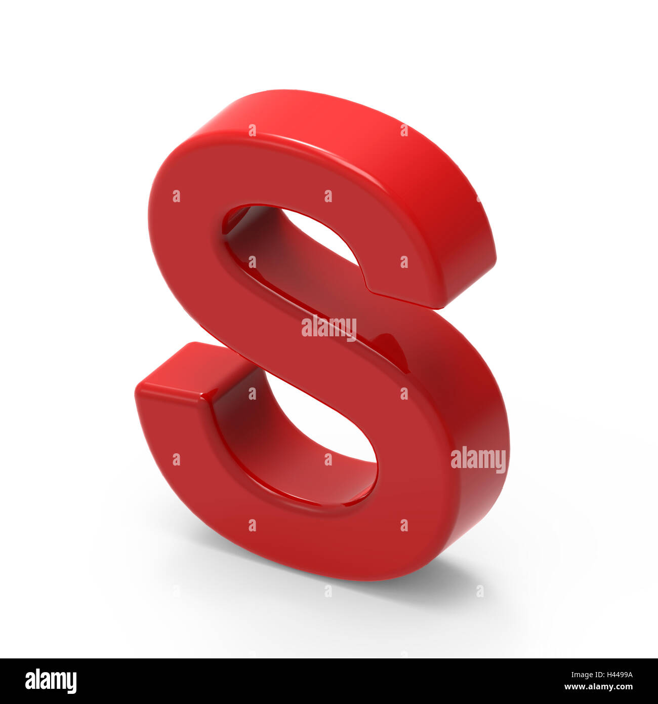3D rendering red capital letter S isolated on white background, smooth  texture red font, top view right side letter Stock Photo - Alamy