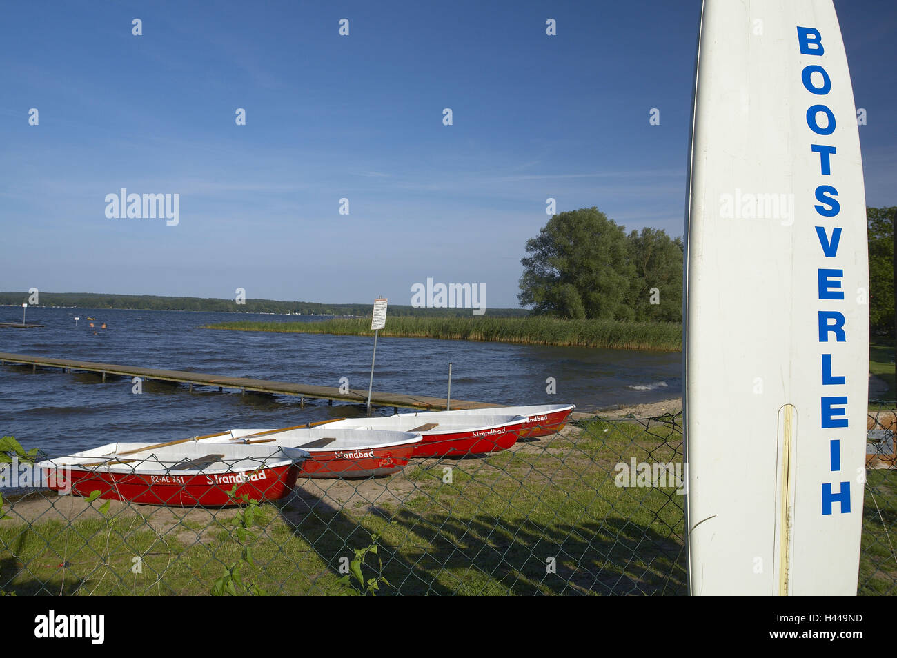 Germany, Mecklenburg lowland plain full lakes, Plau in the lake, boat hire, Stock Photo