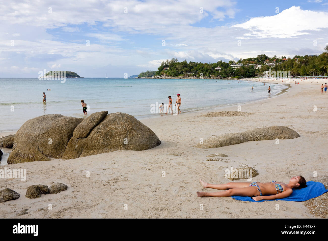 Thailand, island Phuket, Kata, Kata Noi Beach, bathers, Stock Photo