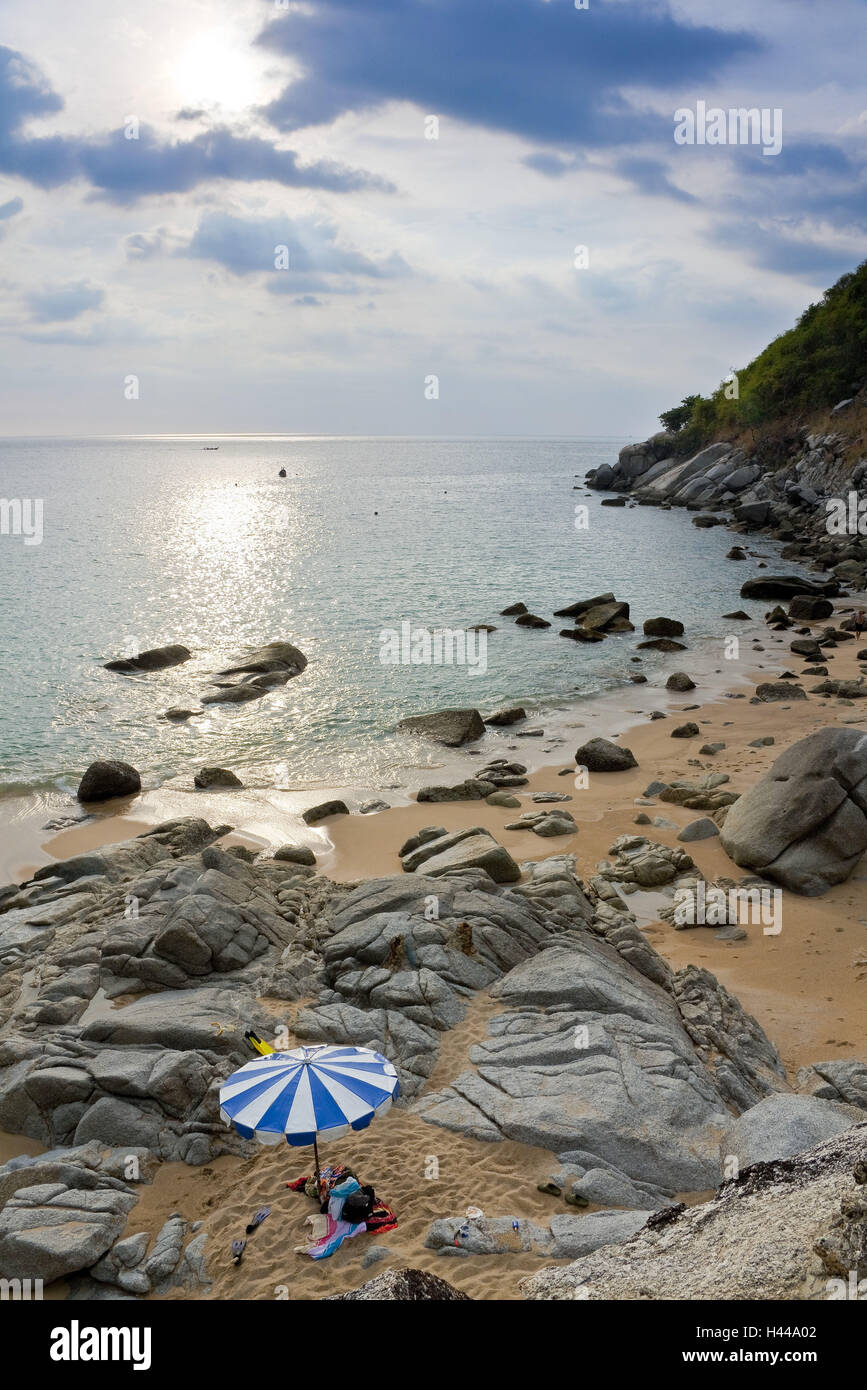 Thailand, island Phuket, Nui Beach, sunshade, Stock Photo