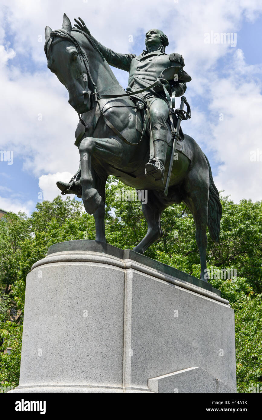 George Washington on horseback statue at Union Square in New York City. Stock Photo