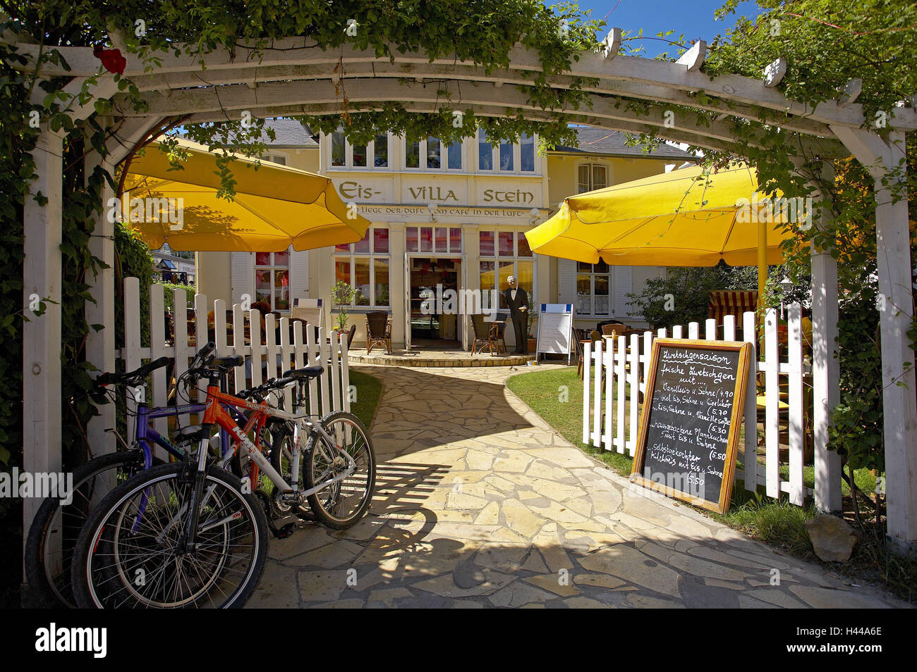 Germany, east lake, island Usedom, herring village, ice cream Villa stone, ice cream cafe, Stock Photo