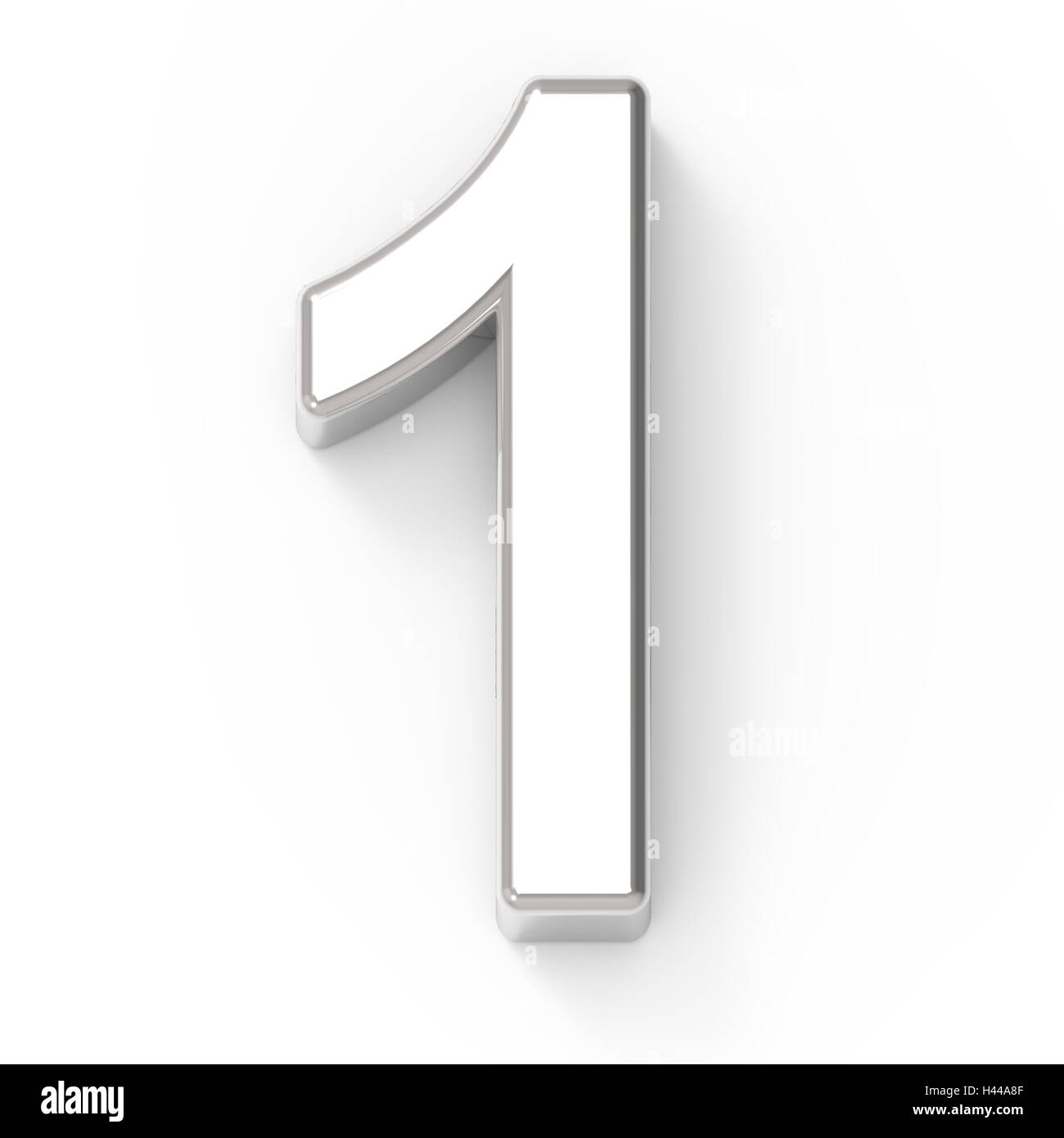 3d silver number 1, 3D rendering graphic isolated white background