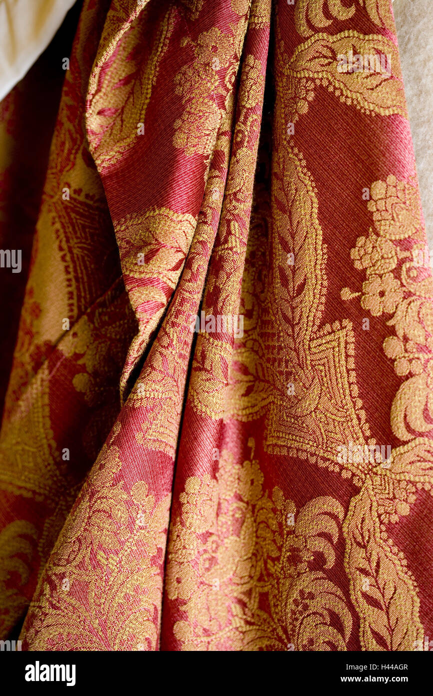 Rose Pink and Gold Scarf in Brocade Silk