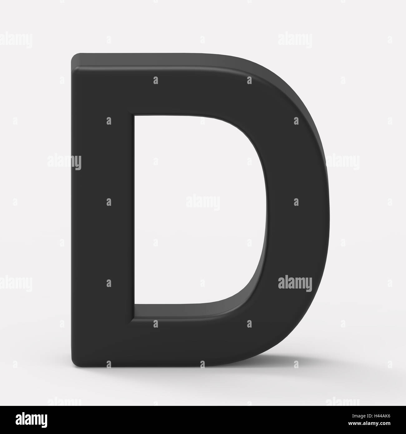 3d black letter D, 3D rendering graphic isolated white background Stock