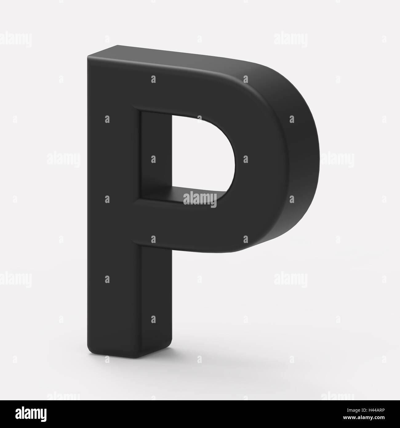 3d right leaning black letter P, 3D rendering graphic isolated white ...