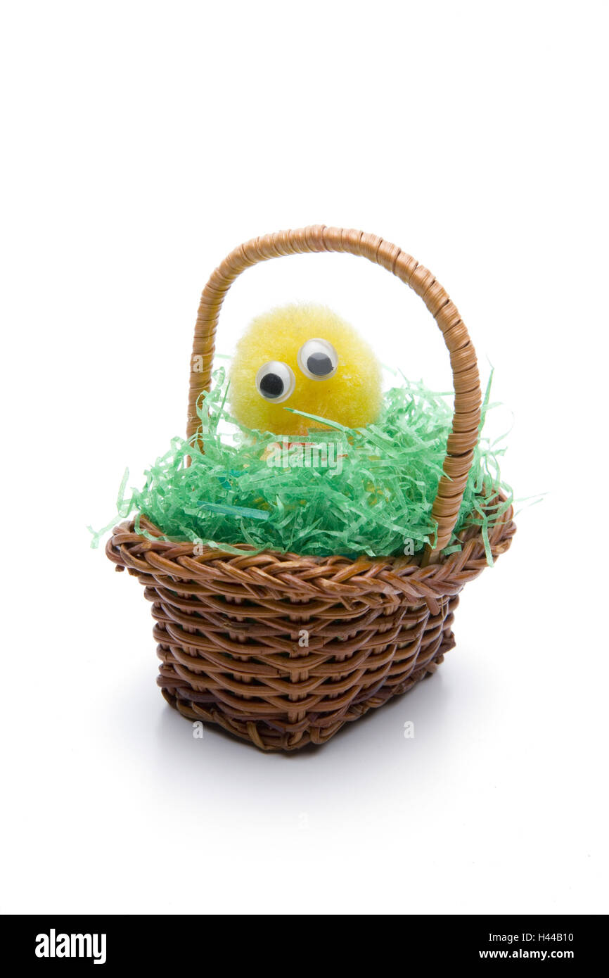 Easter basket, Easter basket, plush chick, cut out, Stock Photo