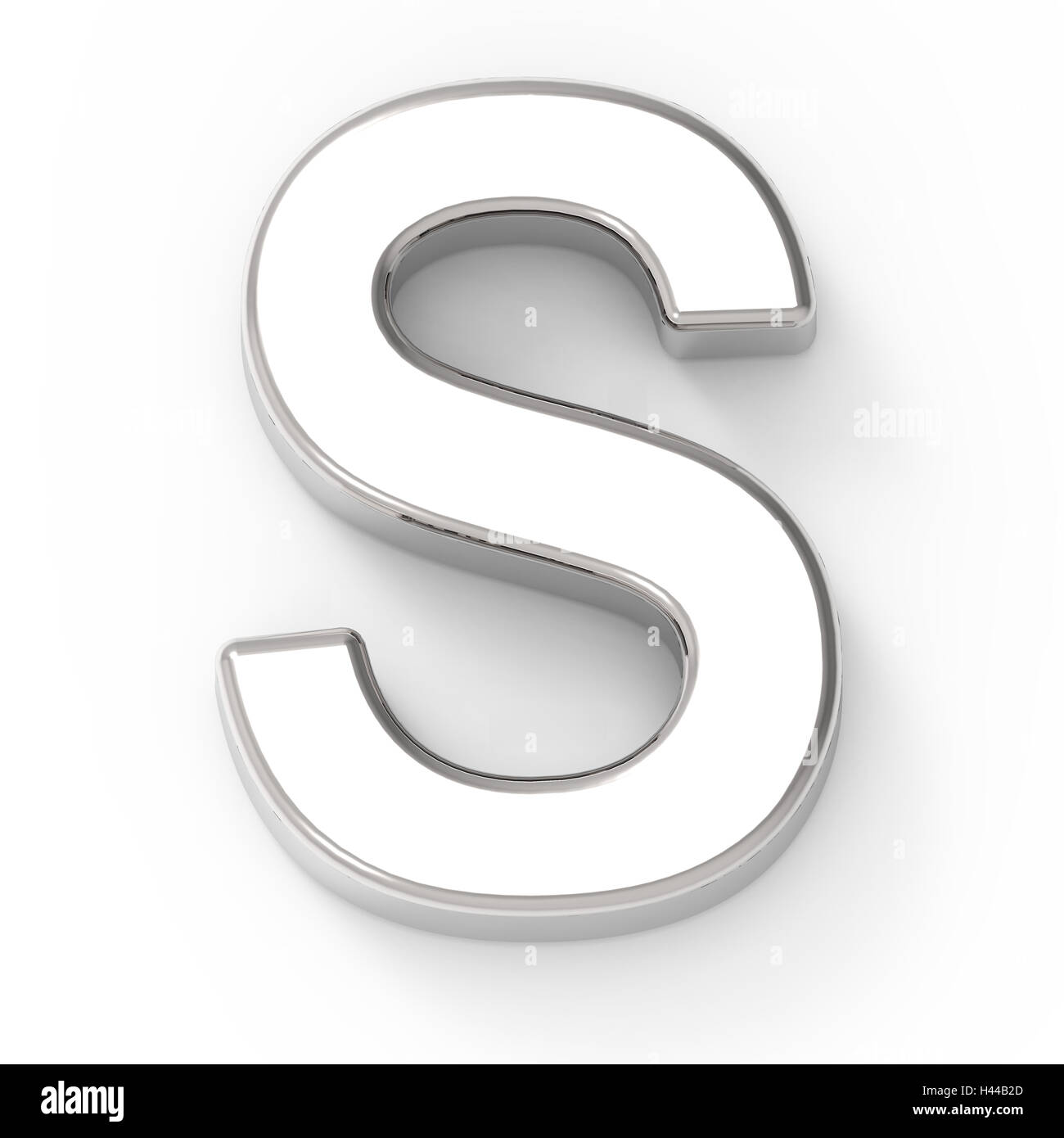 3d silver letter S, 3D rendering graphic isolated white background Stock Photo