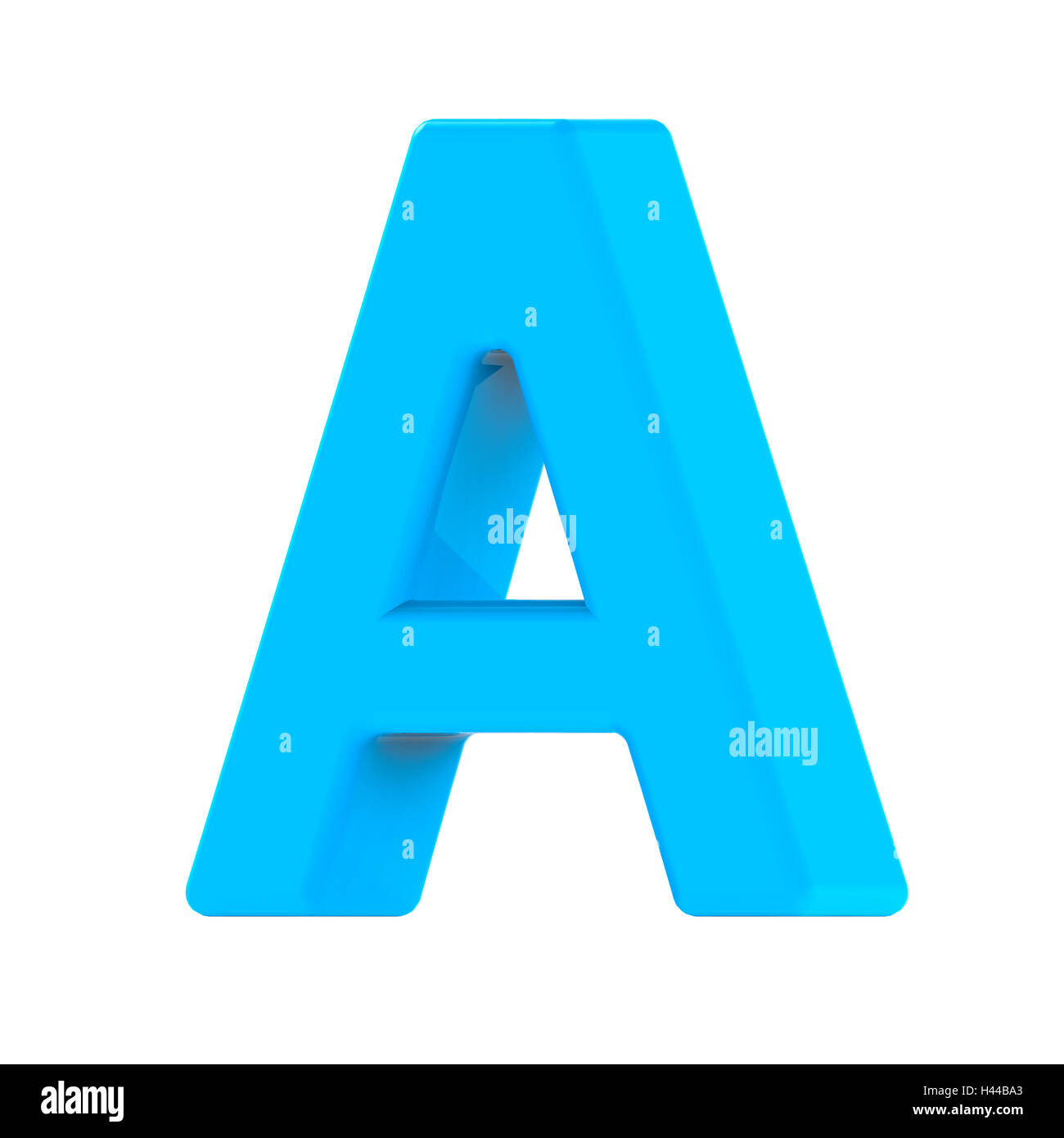 3d right leaning light blue letter A, 3D rendering graphic isolated white background Stock Photo