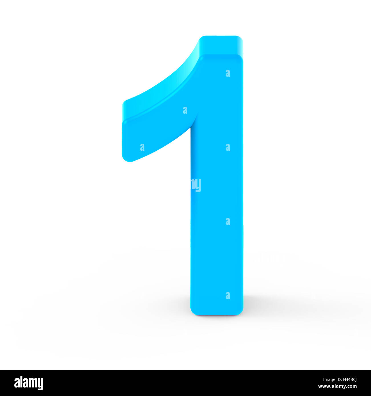 light blue number 1, 3D rendering graphic isolated white background