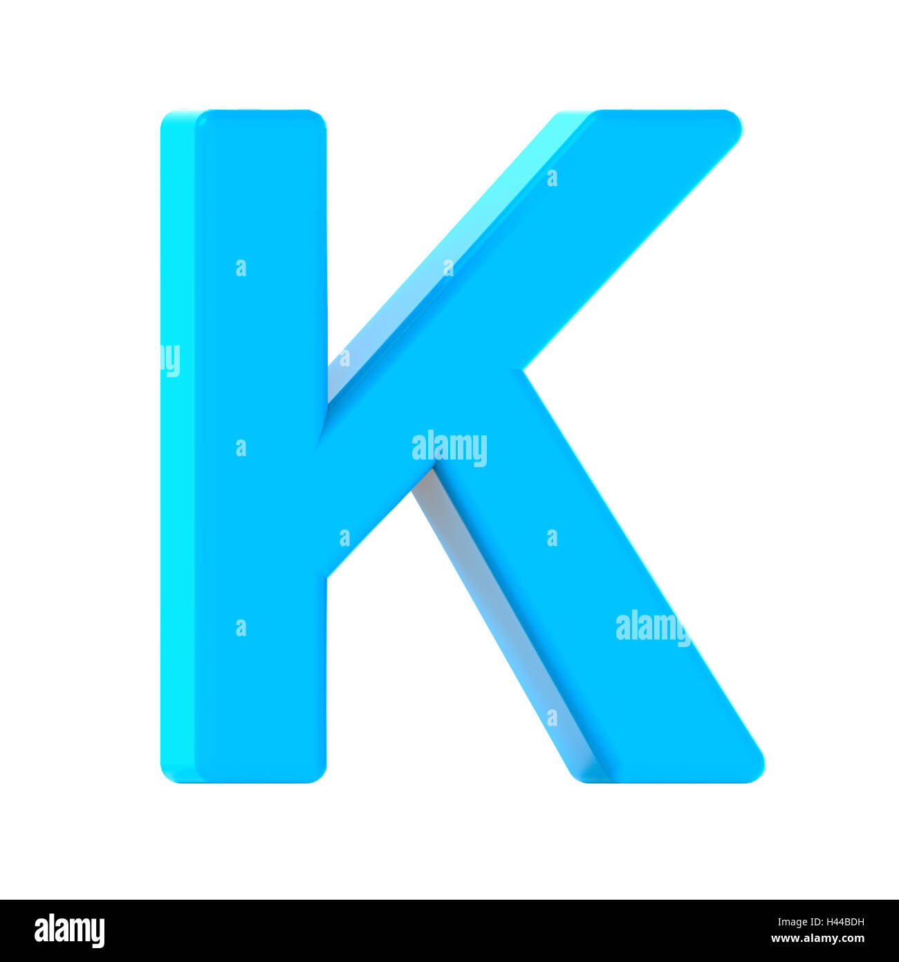 3d left leaning light blue letter K, 3D rendering graphic isolated ...