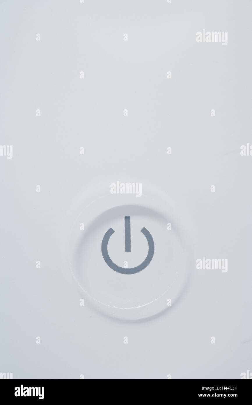 Computer, monitor, power button, close up Stock Photo - Alamy