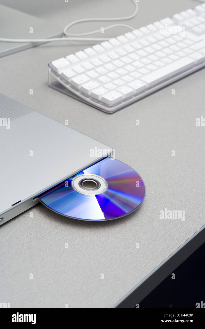 Laptop, CD plugin unit, keyboard Stock Photo Alamy