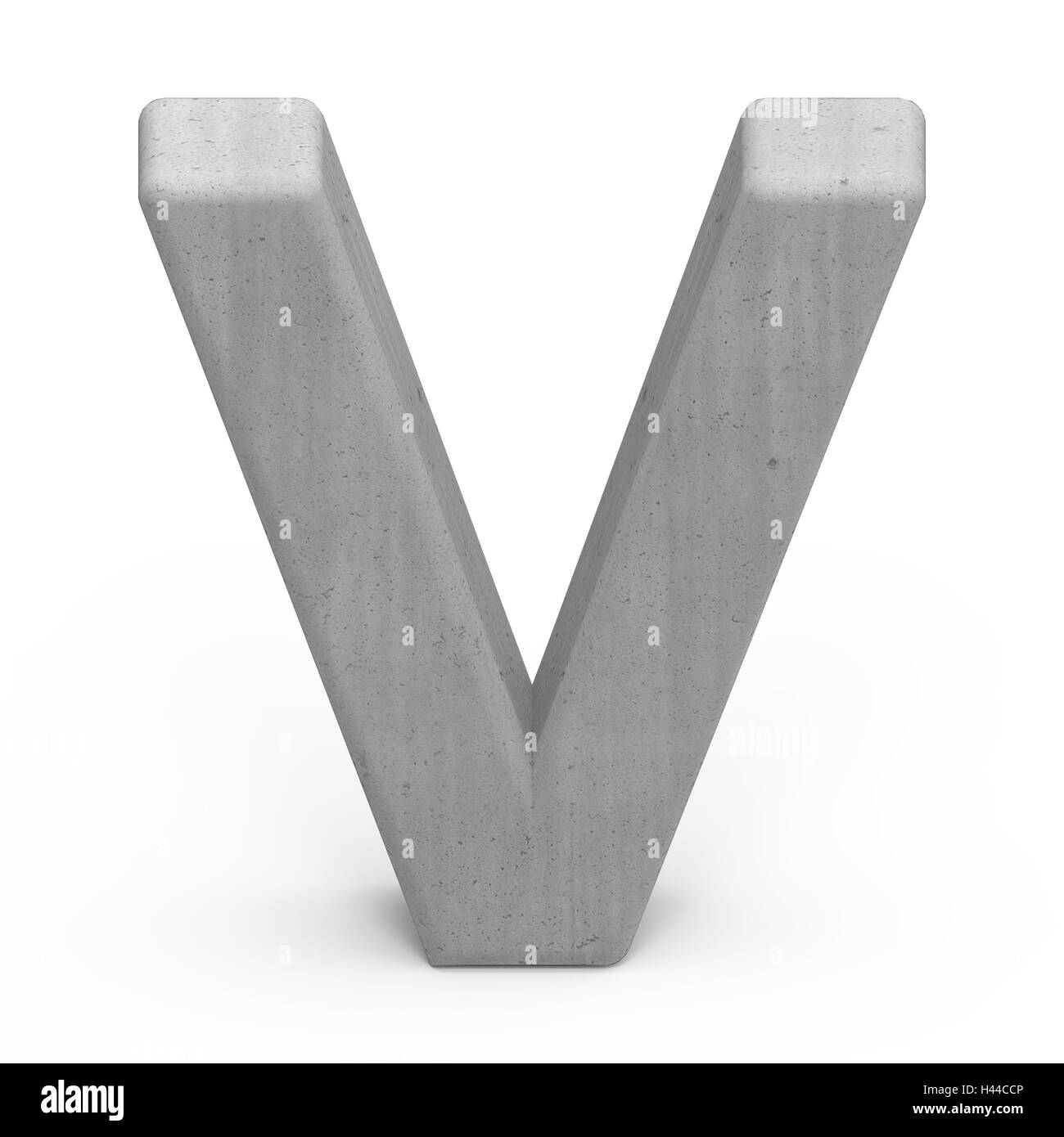 3d gray concrete letter V, 3D rendering graphic isolated on white background Stock Photo