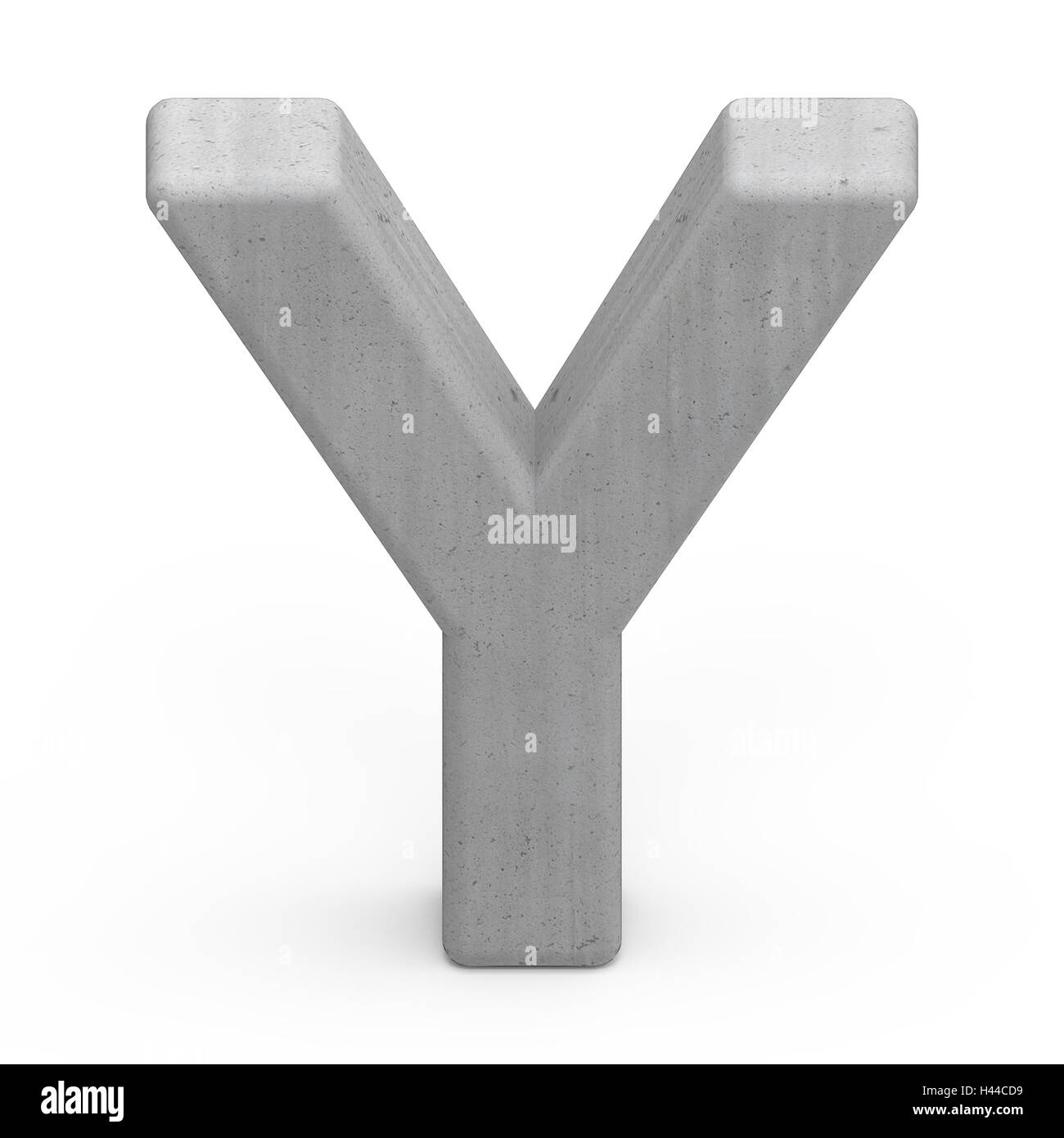 3d gray concrete letter Y, 3D rendering graphic isolated on white background Stock Photo