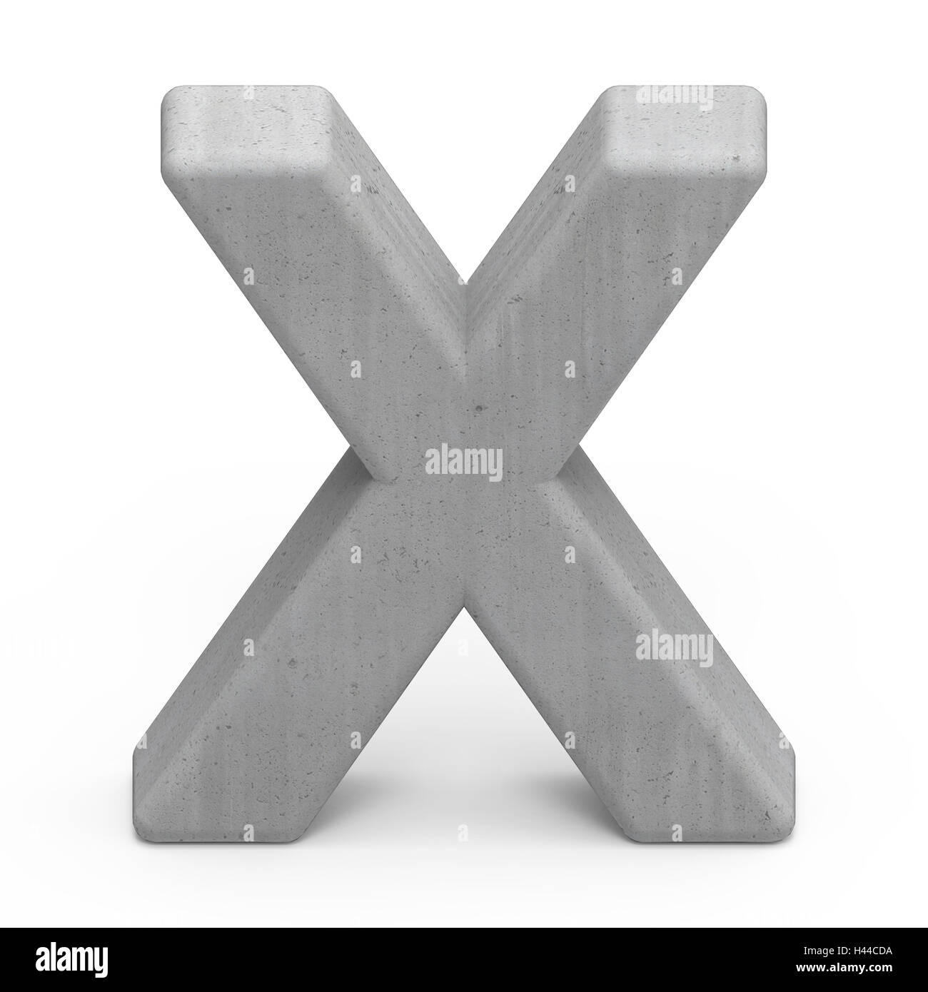 3d gray concrete letter X, 3D rendering graphic isolated on white background Stock Photo
