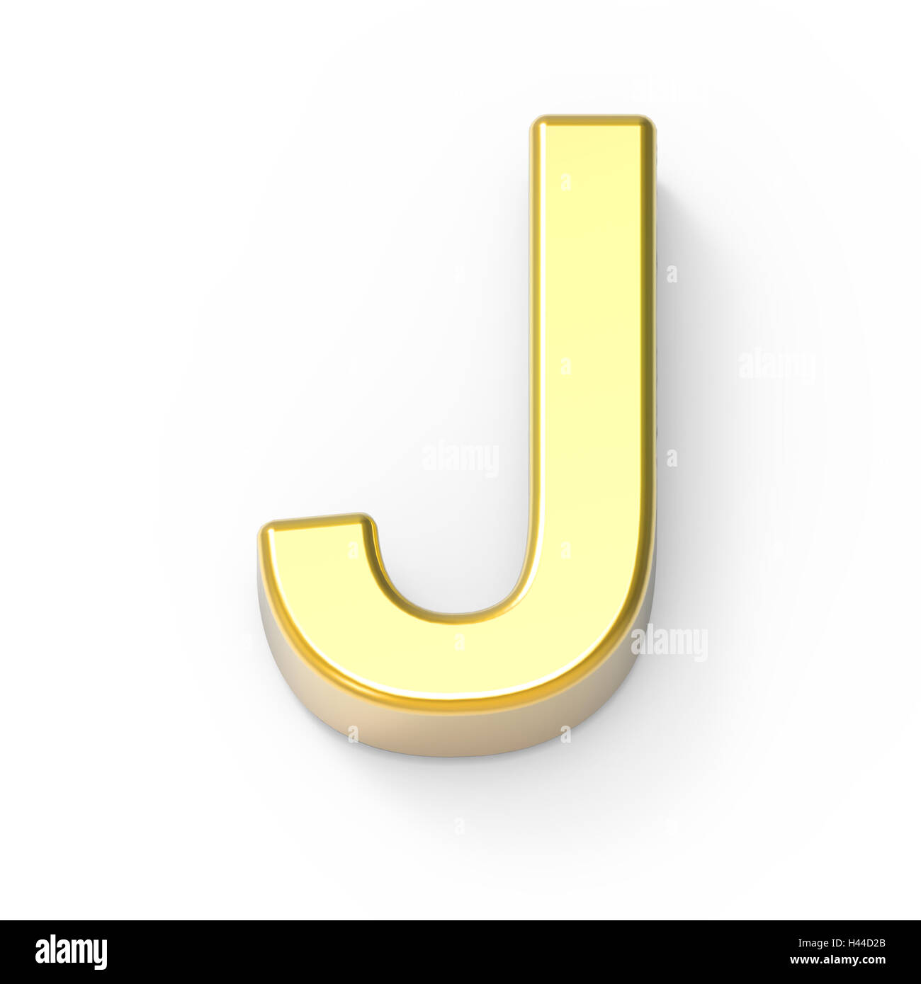 3d Matte gold font J, 3D rendering graphic isolated white background Stock Photo