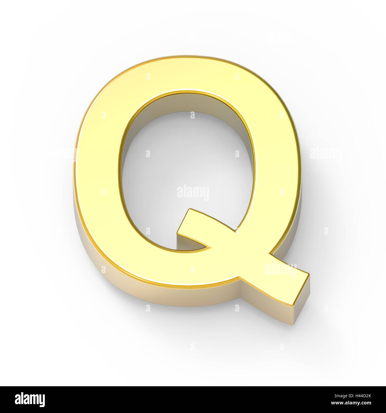 3d Matte gold font Q, 3D rendering graphic isolated white background Stock Photo