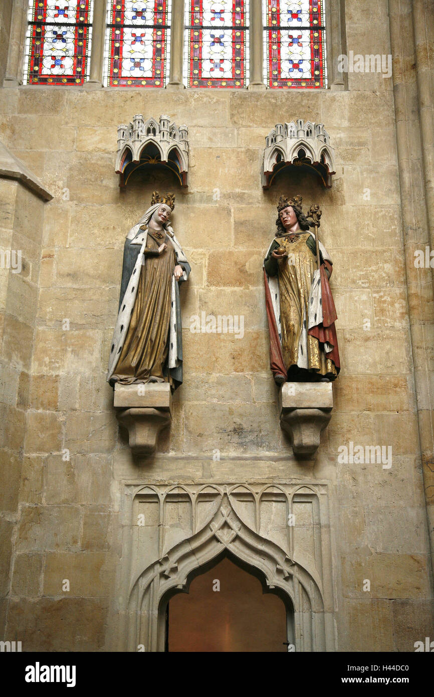 Germany, Saxony, Meissen, cathedral, high choir, sculptures, founder couple, imperial, Adelheid, sculptor, inspiration, figures, art, place of interest, Stock Photo