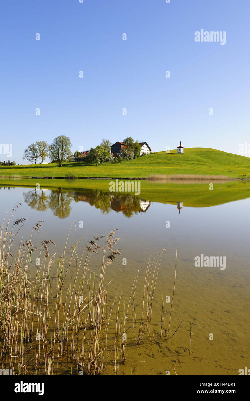Germany, Bavaria, east Allgäu, Hegratsrieder lake with Halblech, Stock Photo