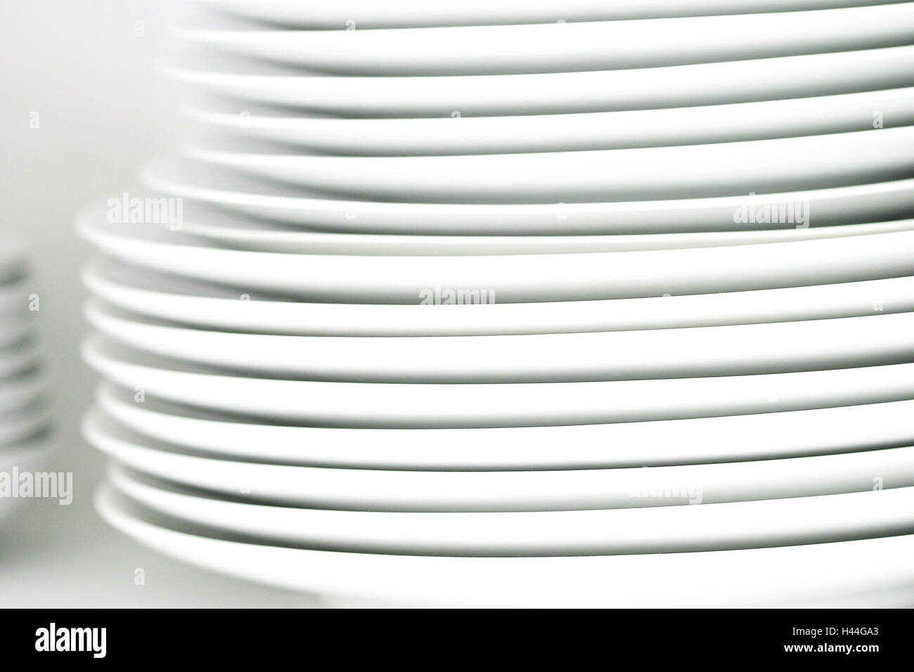 Plate, white, stacked, detail, Stock Photo