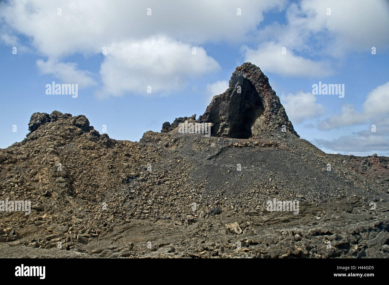 Spain, Canary islands, Lanzarote, Parque Nacional de Timanfaya, volcano scenery, Stock Photo