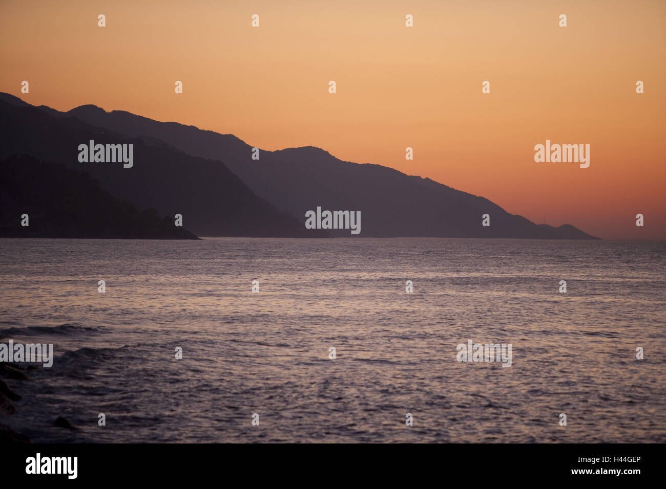 Turkey, Black Sea region, Inebolu, sea, afterglow, Stock Photo