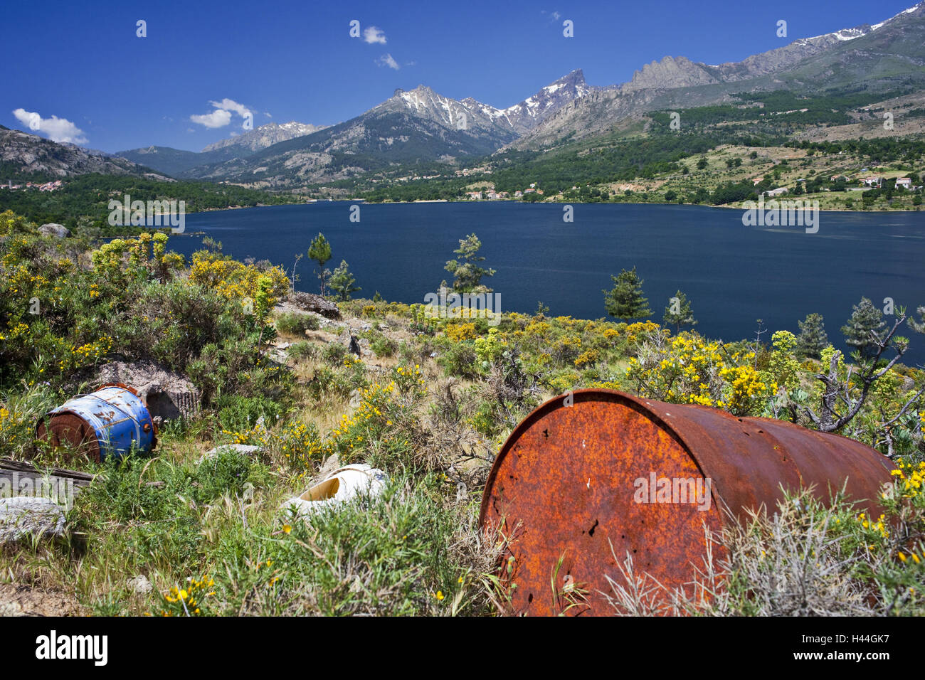 France, Corsica, bar rage de Calacuccia, reservoir, waste, iron tonnes, Stock Photo
