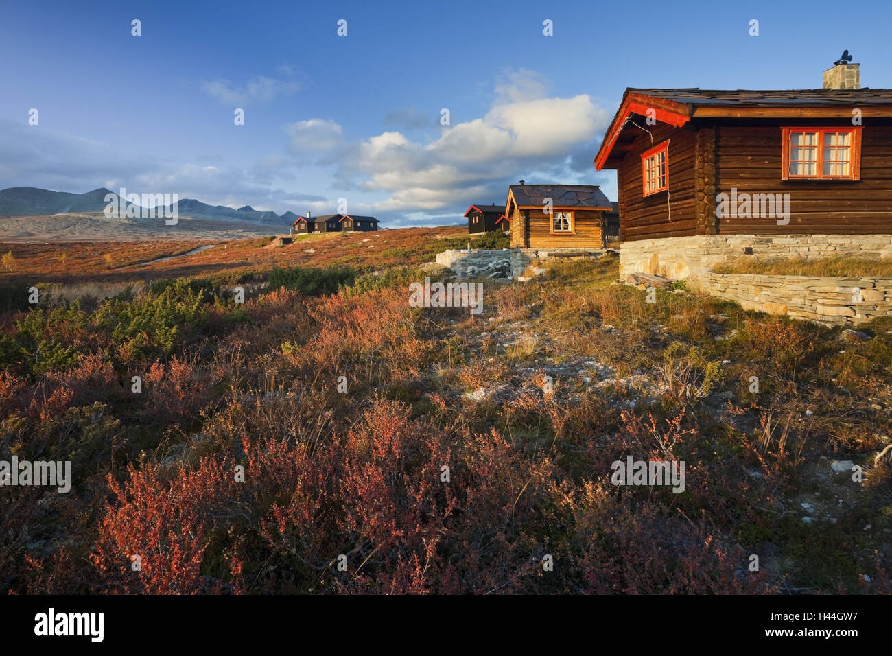 Norway, Rondane national park, huts, Stock Photo