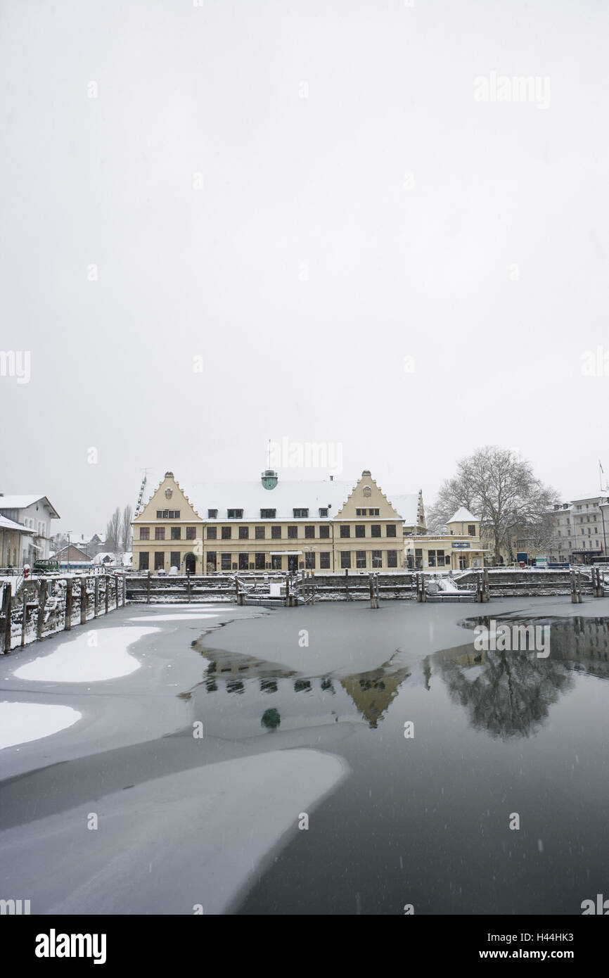 Lindau Lake Constance port, winter, Stock Photo