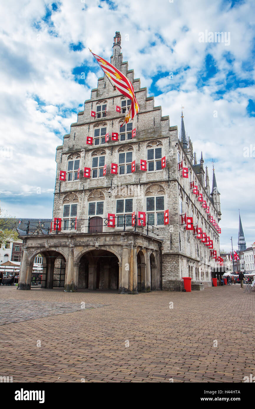GOUDA, NETHERLANDS - May 18, 2012: Gothic building of the old Town Hall in Gouda, Netherlands Stock Photo