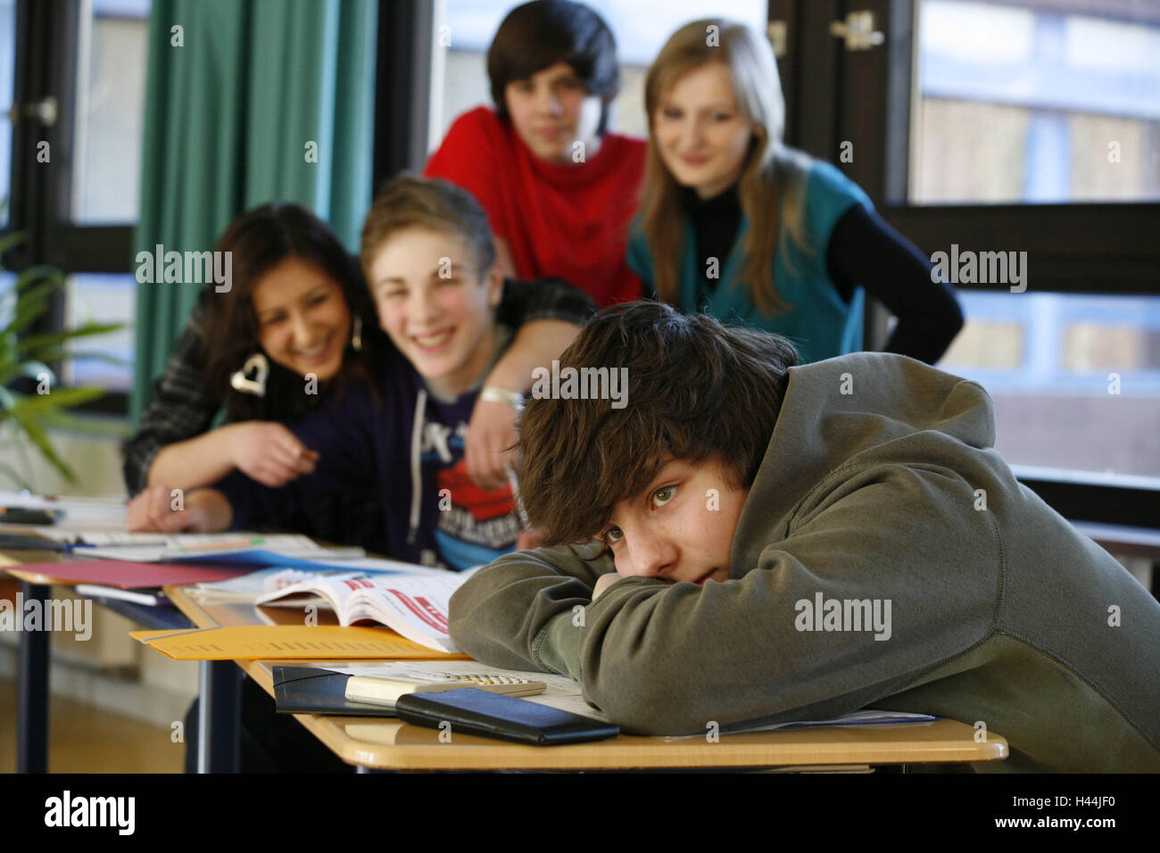 School, classroom, schoolboy, harassment, Stock Photo
