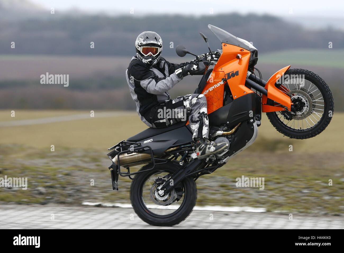 Motorcyclist, KTM Adventure, Wheelie, Stock Photo