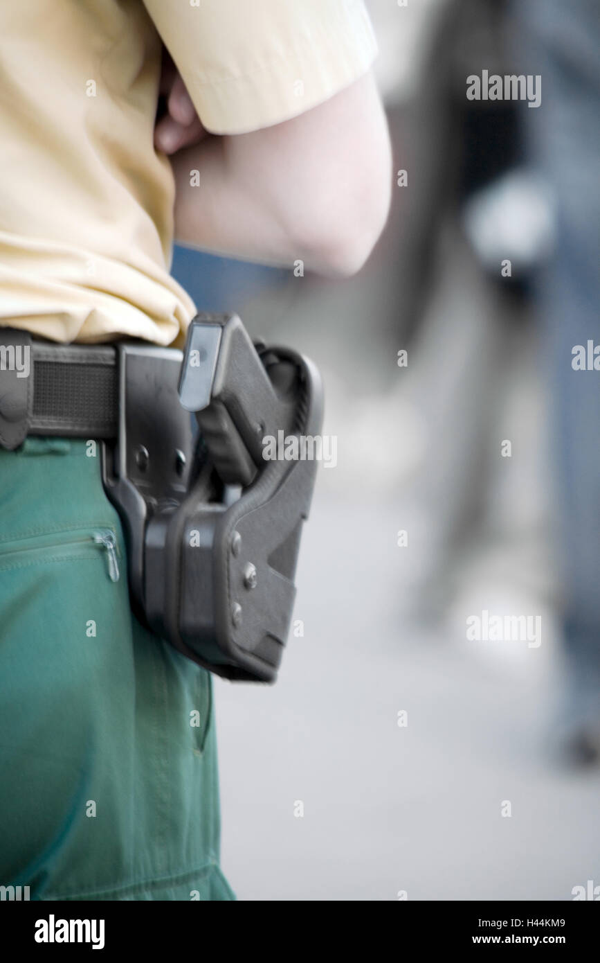 Germany, policeman, back view, detail, service weapon, police, police