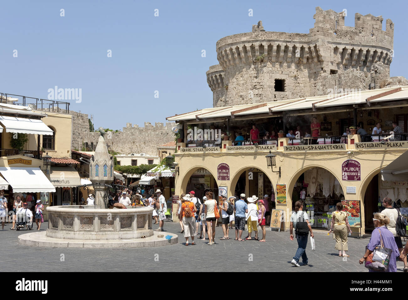 Europe, Southern, Europe, Greece, island Rhodes, north part, Rhodes town, Old Town, Hippokrates space, tourist, no model release, Stock Photo