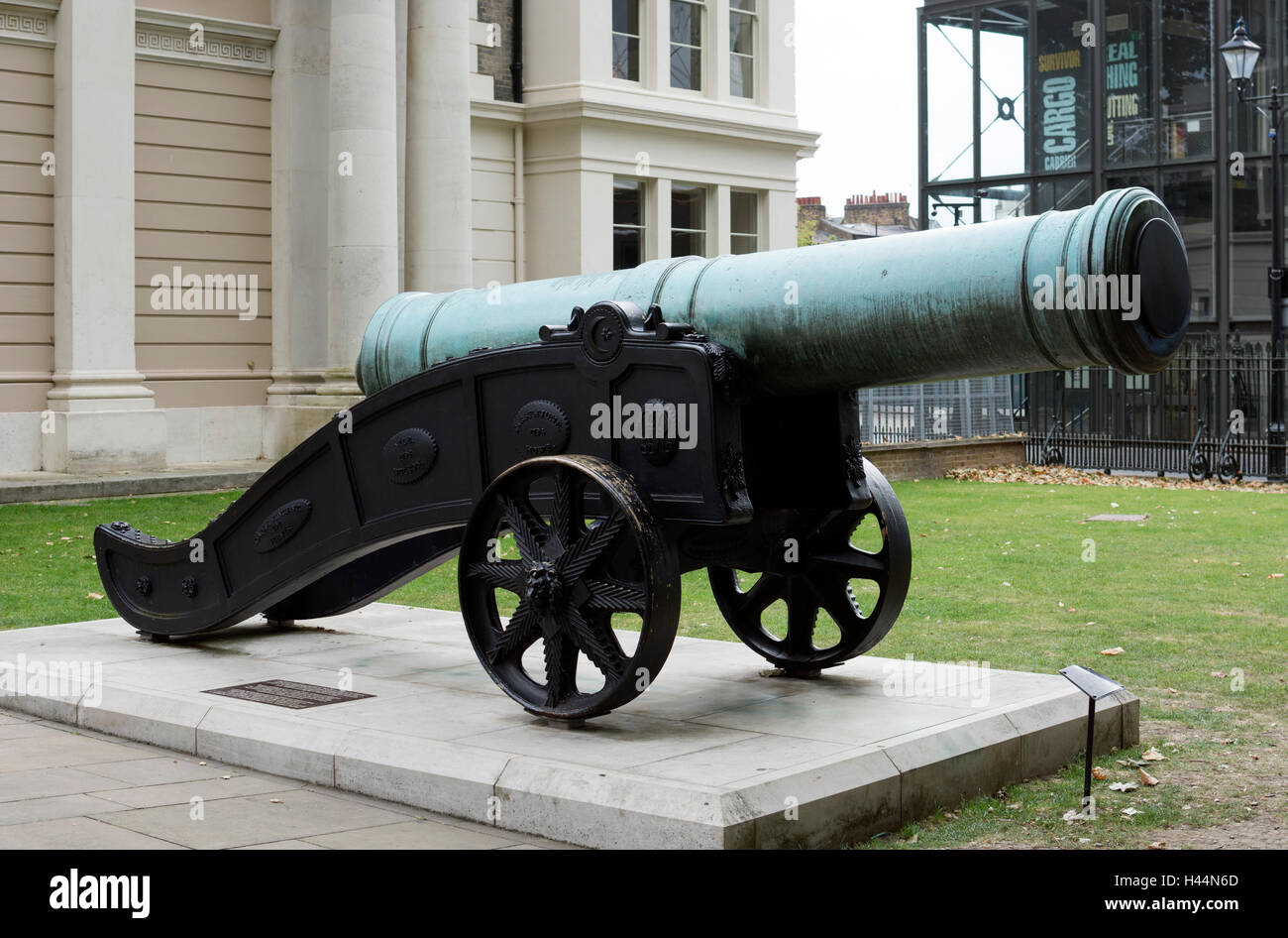 18th century Turkish naval cannon, Old Royal Naval College, Greenwich, London, UK Stock Photo