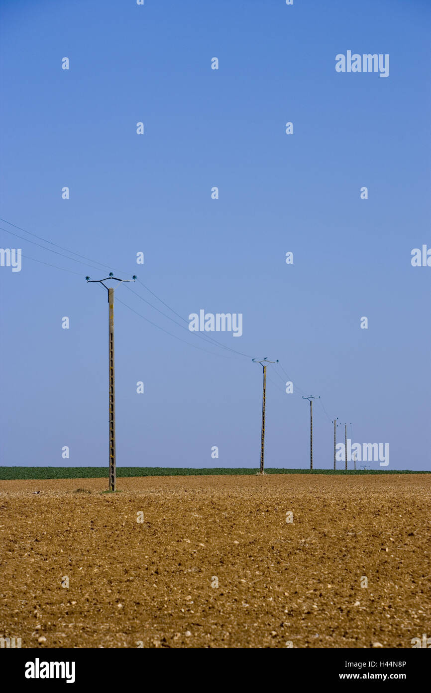 France, Bourgogne, power supply line, field Stock Photo Alamy